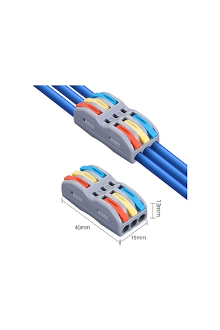 Wozlo Hızlı Kablo Ekleme Birleştirme Aparatı - Üçlü Klemens - 10 Adet