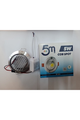 5m 5 Watt Cob Spot Krom Kasa 3200k Günışığı Led Spot 10 Lu Paket Gümüş - Krom