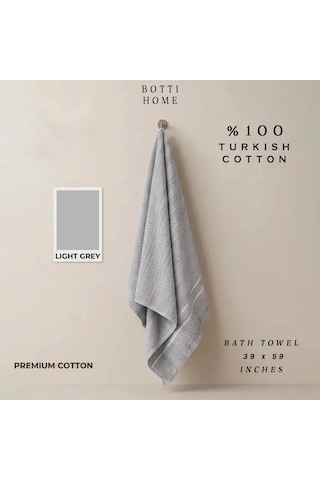 Botti Home %100 Pamuk Jakarlı Banyo Havlusu 100 X 150 Cm Çeyizlik Yumuşak Dokulu Havlu Açik Gri