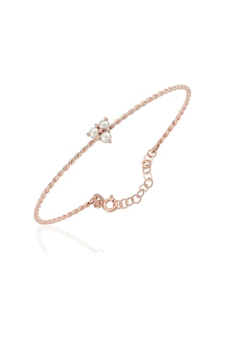 Altın Bilezik - Mini İncili Burgu 14 Ayar Altın Bilezik Pembe