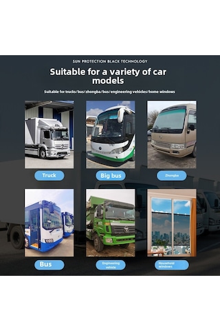 Maiyame Kamyon Ön Camı İçin Uzatılabilir Isı Yalıtımı Cam Filmi, Sürekli Cam Görünürlüğü, Saksi Montajlı, 72x150 Cm