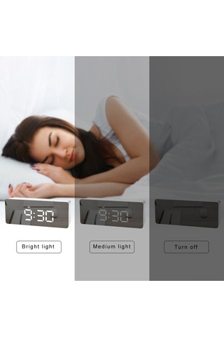 Springsun Beyaz Led Dijital Alarm Saat, Çocuklar İçin Sessiz, Usb/aaa Pil Beslemeli, Ayna Desenli Masa Saati Pil Dahil Değil