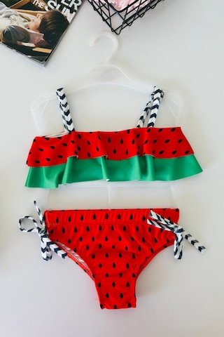 Miniğimin Cicileri Karpuz Desenli Kız Çocuk 2 Li Mayo Bikini ... Kırmızı