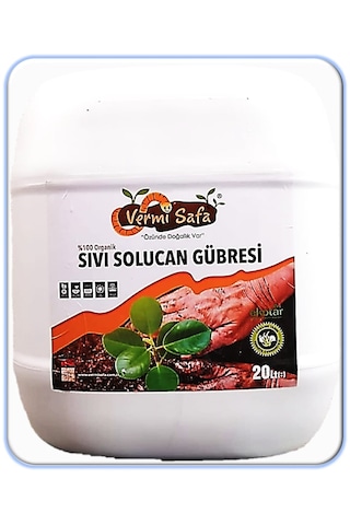 Vermisafa Organik Doğal Konsantre Sıvı Solucan Gübresi 20 L
