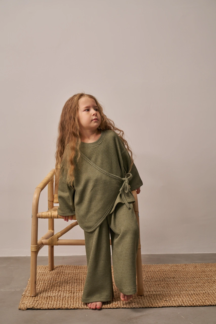 Haki Waffle Bağlamalı Takım Haki