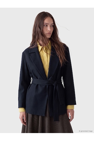 Lcw Modest Lacivert Kuşaklı Kadın Blazer Ceket