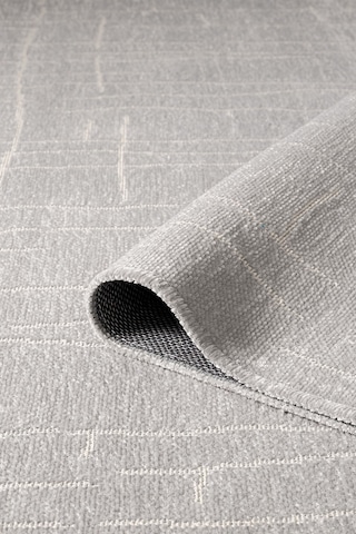 Seria Sra01g Gri Dekoratif Şönil Kilim Çizgili Desen Yıkanabilir Yumuşak Kaymaz Taban Halı Yolluk