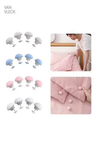 Yorgan Tutucu Ve Sabitleyici İğne Nevresim Kaydırmaz Toka, Battaniye Sabitleme Aparatı, 4 Lü Set Çok Renkli