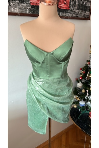 Chica Rosa Fashion Su Yeşili Büstiyer Pullu Jessie Elbise