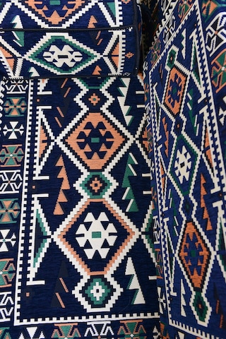 Otantik Şark Köşesi Takımı Lacivert Anadolu 18 Parça Kilim Ve Puf Dahil Süngerli Sedir Seti