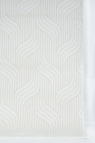 Dalga Desenli Geometrik Motif Tasarımlı Pamuk Tabanlı Salon - Oturma Odası Krem Renk Halı Krem