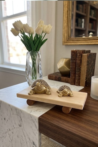 Doğal Çam Ahşap Mini Sunumluk & Dekoratif Stand - 15x10 Cm