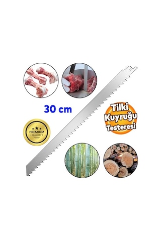 Badem10 Tilki Kuyruğu Kılıç Et Kemik Kesme Testeresi Paslanmaz Çelik Bıçak Buz Kesme Bıçağı Ağzı Ucu 30 Cm