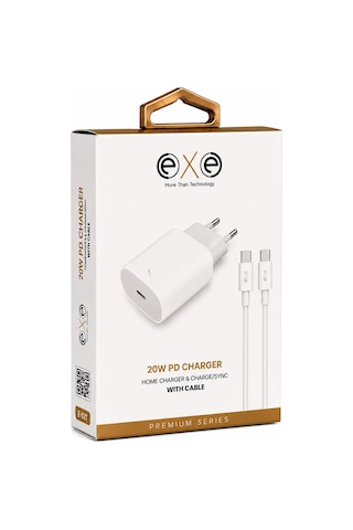 Exe 20w Pd Hızlı Şarj Seti Type-c Kablolu Beyaz