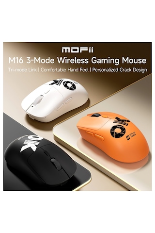 Mofıı M16 Şarjlı Oyuncu Mouse 3 Modlu Bluetooth + 2.4g + Kablolu 8000 Dpı Paw3311 Sensör 6 Tuş