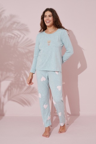 Siyah İnci Pamuklu Örme Pijama Takım 24241067 Yeşil