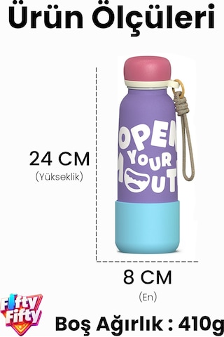 Desenli 550 Ml Pipetli Sızdırmaz Paslanmaz Çelik Termos Matara El Askılı Bpa İçermez 550ml 1103ff Sarı