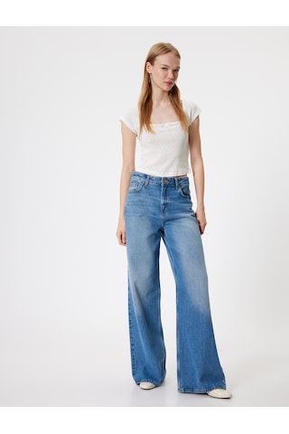 Koton Kap Kol Tişört Fiyonk Detaylı Kare Yaka Slim Fit Ekru 4sal11139ık Ekru