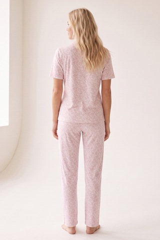 Siyah İnci Pamuklu Fitilli Kaşkorse Örme Pijama Takım 26120402 Beyaz Pembe