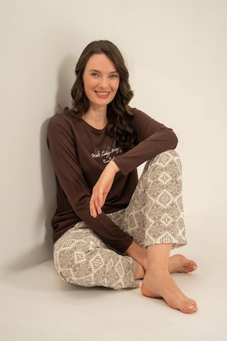 Pierre Cardin Kadın Make Today Amazing Kahverengi Uzun Kol Pijama Takım Pc9274-s-v1 Pc9274-s-v1