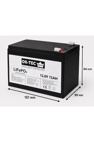 OR-TEC 12.8V 12Ah LiFePO4 Akülü Araba - UPS Aküsü