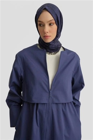 Armine Balon Etekli Pardesü 25y8205 Puslu Mor Mavi