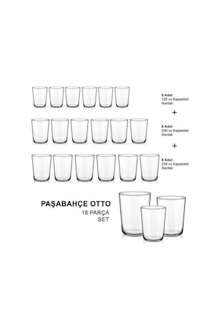 Paşabahçe Otto 18 Parça Su Meşrubat ve Kahve Yanı Su Bardak Seti