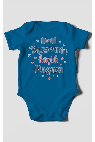Morivokids Teyzesinin Küçük Paşası Kısa Kollu Bebek Body Koyu Mavi