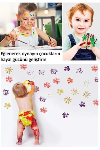 Parmak Boya Seti Mydido Ponpon Sünger Tampon Fırça Küp Eva Baskı Seti Sünger Rulo 24 Parça Parmak Boyası Baskı