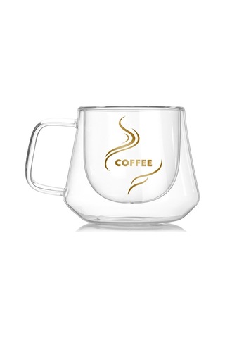 Sones Çift Duvarlı Kupa Ofis Kupaları Isı Yalıtımı Çift Kahve Kupası Kahve Cam Bardak, Stil:etiketli