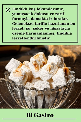 Sütlü Fındıklı Çifte Kavrulmuş Kuş Lokumu - Türk Lokumu - 400 Gr