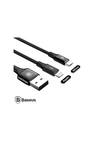 Baseus Rapid Series 2in1 İphone+ Micro Usb 3.0a Usb Kablo Şarj 120cm- 5775 Standart