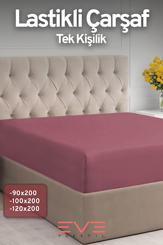 Eve Tekstil %100 Doğal Pamuk Tek Kişilik Rainforce Kumaş Lastikli Çarşaf Ve Yastık Kılıf Set Gül Kurusu