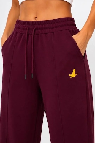 DefyModa Osy Modal Yumuşak Dokulu Cima Dikişli Nakışlı Cepli Oversize Bol Paça Eşofman Altı - Bordo