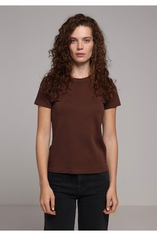 Colins Slim Fit Yuvarlak Yaka Düz Kadın Kahverengi Kısa Kol Tişört Cl1068567 Q1.v2 Brw Kahverengi