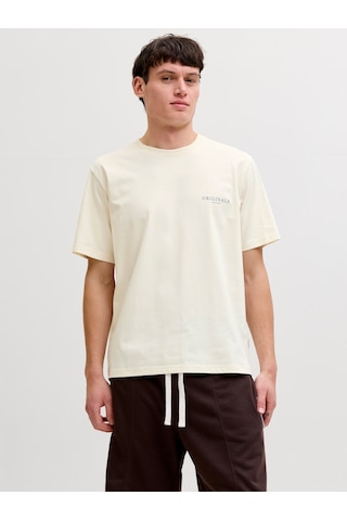 Jack & Jones Montauk Allover Print Erkek Krem Tişört 12292148-anw