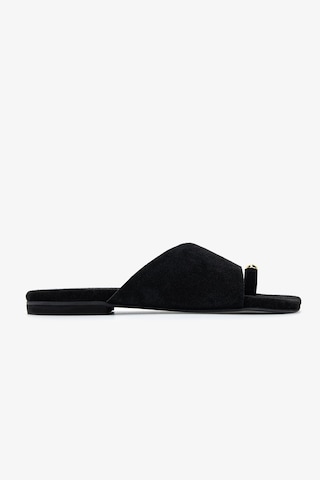 Valmenti Kadın Hakiki Deri Siyah Süet Düz Terlik 1141 415 Bn Trlk Y26 Black Suede