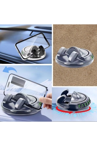 Numaratörlü Güçlü Yapışkanlı 360 Derece Dönebilen Su Geçirmez Araç İçi Telefon Tutucu Plastik Aparat