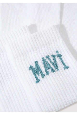 Mavi - Mavi Logo Detaylı Beyaz Soket Çorap 1912726-21649 Beyaz