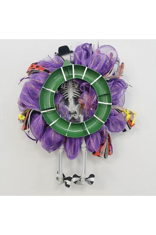 Hfambition Korkunç Halloween Gövde Simgeliği Yuvarlak Çiçek Ağı, Ev Kapısı Dekorasyonu, Korku Atmosferi Oluşturucu Unsur, Kalanpapağan Desenli, Ev Dekoru Aracı Çok Renkli