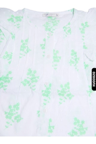 Xo Kids Kız Çocuk Gömlek 1-14 Yaş 813 Ku00020 Beyaz - Yeşil