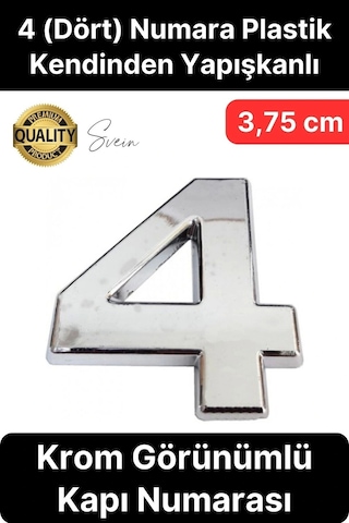 No 4 Kapı Numarası Kendinden Yapışkanlı Masa Dolap Plastik Ev Posta Kutusu Dış Mekan Daire 3,75 Cm