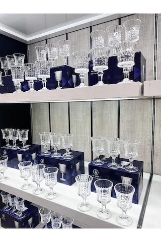 6 Lı Cam Ayaklı Kahve Yanı Su Bardağı Bardak 120ml