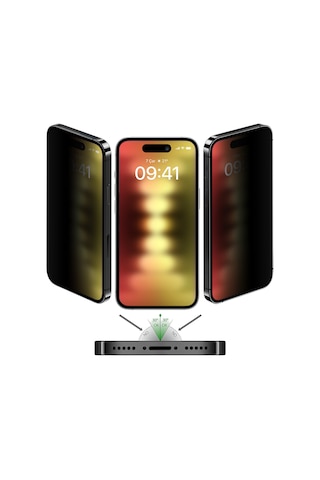 Buff Apple iPhone 15 Pro Uyumlu 5d Privacy Ekran Koruyucu