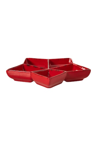 Mudo Home Star Bölmeli Sunum Tabağı 27cm Kırmızı
