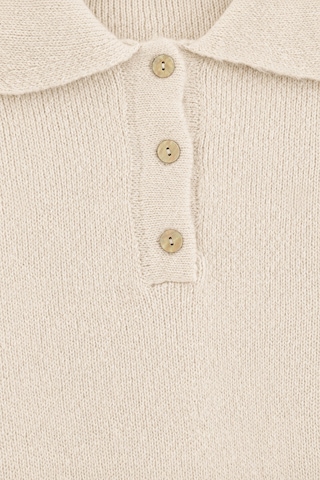 Genel Markalar Kadın Krem Basic Oversize Polo Yaka Yarım Pat Düğmeli Triko Kazak-27aj002 Krem Krem
