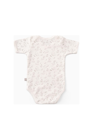 Boumini Bebek Çıtçıtlı Kısa Kollu Body Zarf Yaka Zürafa - Zürafa Çok Renkli