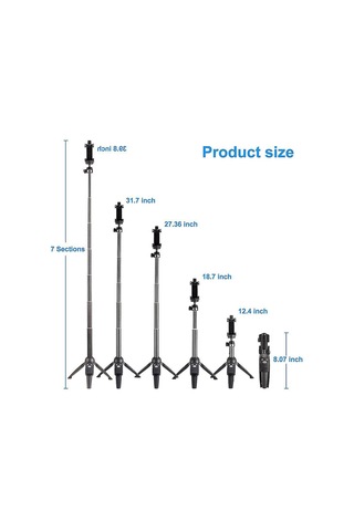 Uzaktan Bluetooth Selfie Çubuğu, Bluetooth Uzaktan Kumandalı Tripod Monopod Selfie Çubuğu