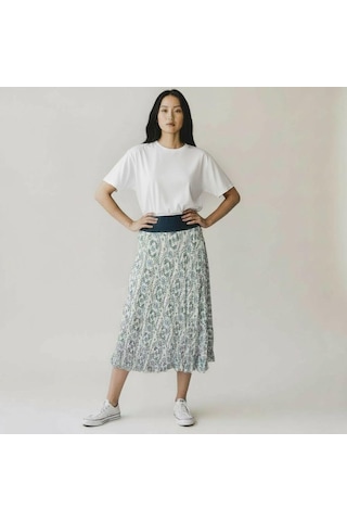 Şifon Beli Lastikli Etek 95 Cm - 38-50 Petrol Mavisi