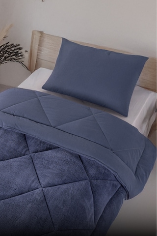 Lüks Wellsoft Çift Taraflı Yumuşak 4 Mevsim Konfor Yorgan Seti Yorgan Uyku Seti 155 X 215 Cm Mavi